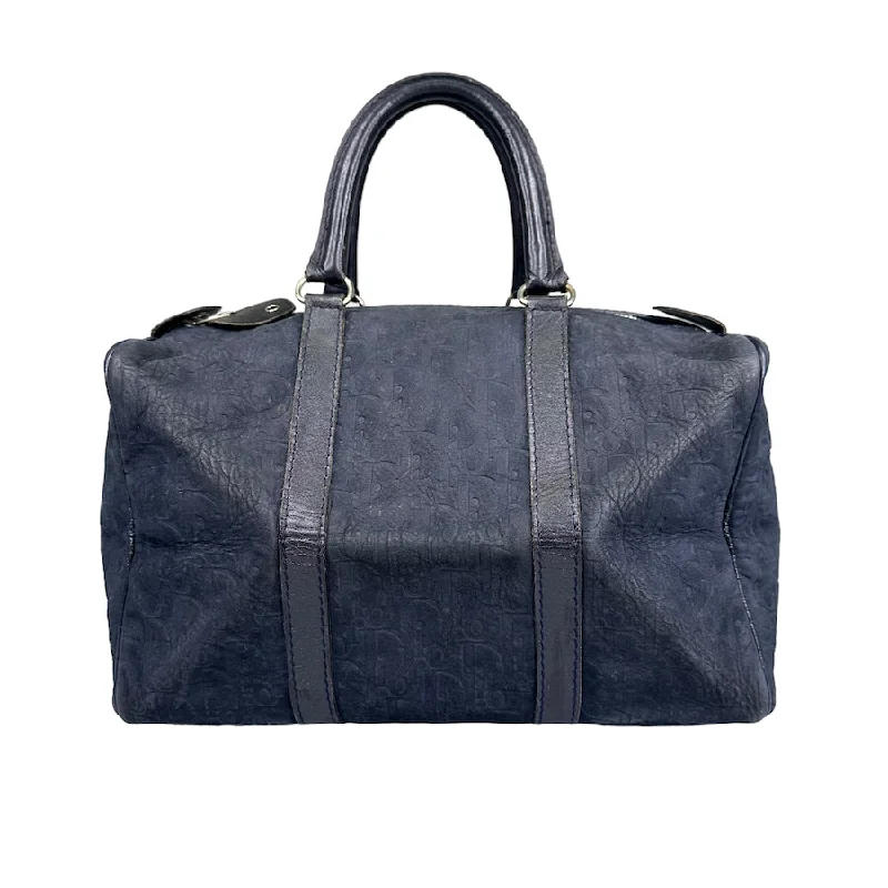 DIOR MONOGRAM SUEDE VINTAGE 30 BOSTON DUFFLE BAG - NAVY 0109F