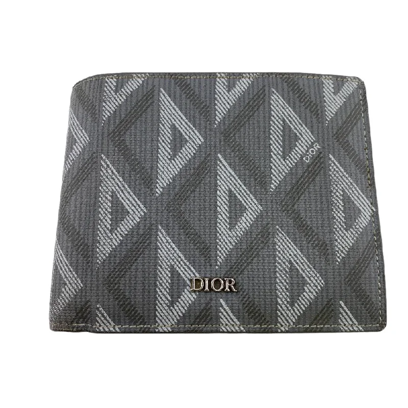 Christian Dior Bifold Wallet leather gray Compact wallet cd diamond mens Used Authentic