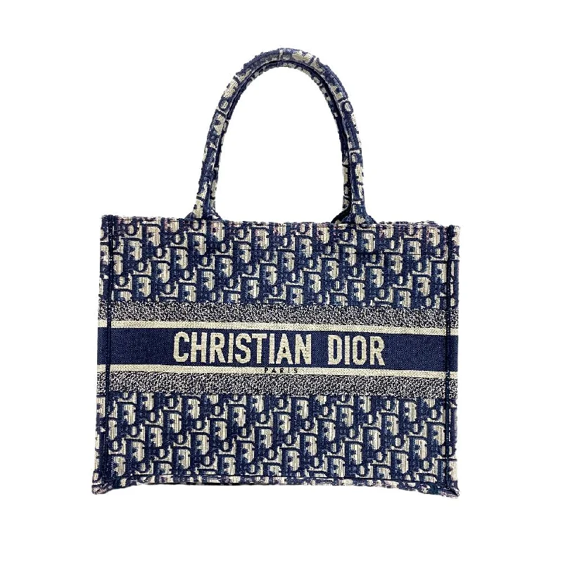 Christian Dior Tote Bag canvas Navy Small Book tote Women Used Authentic