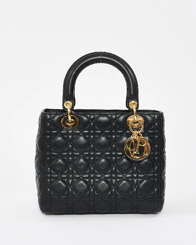 Dior Black Cannage Leather Medium Lady Dior Bag