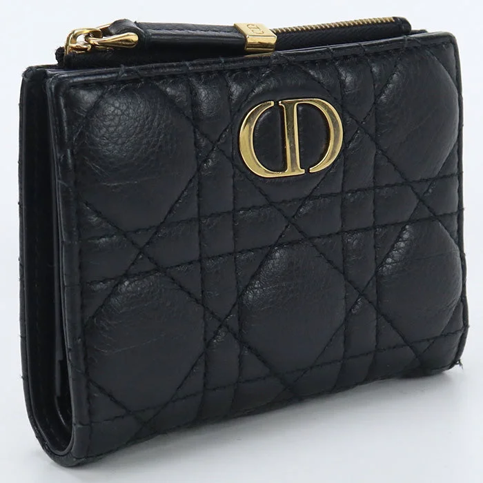 Christian Dior S5173 UWHC M900 Bi-fold wallet Dior Caro Dahlia Wallet Cannage Calfskin black Women