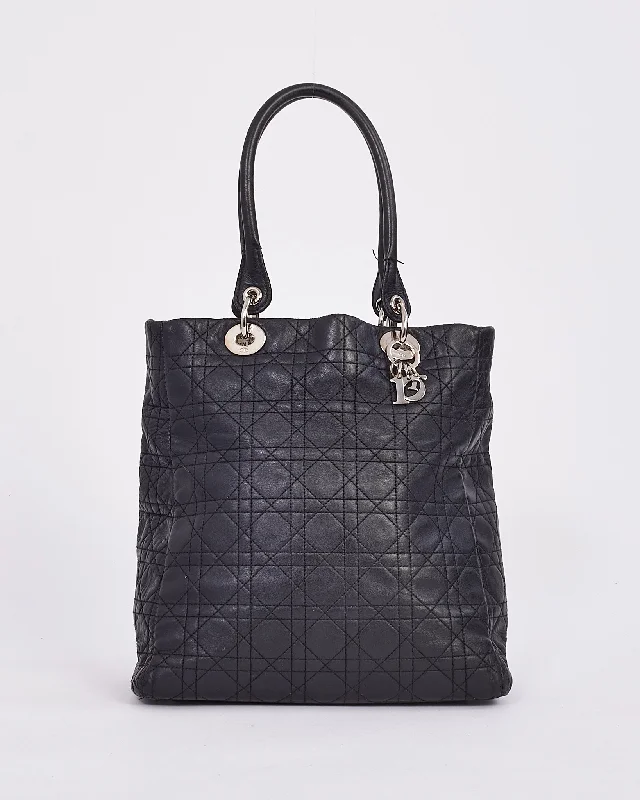 Dior Black Vintage Cannage Leather Tote Bag