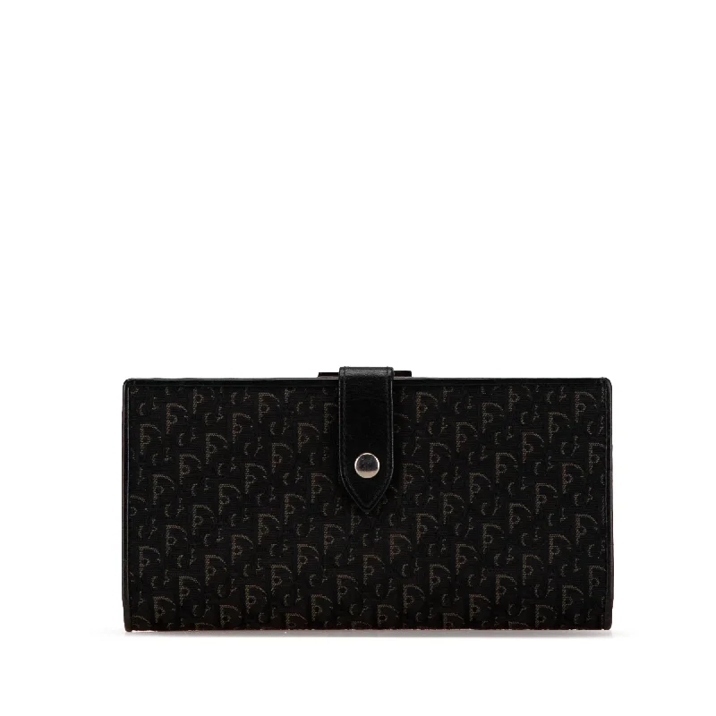 Black Dior Oblique Canvas French Long Wallet