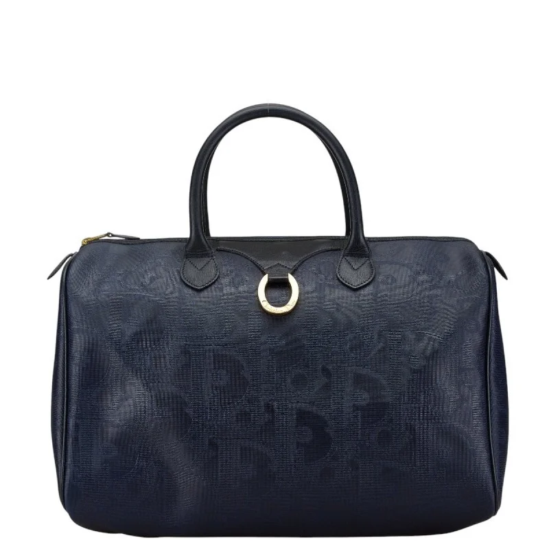 Christian Dior Dior Trotter Handbag Navy PVC Leather Women's