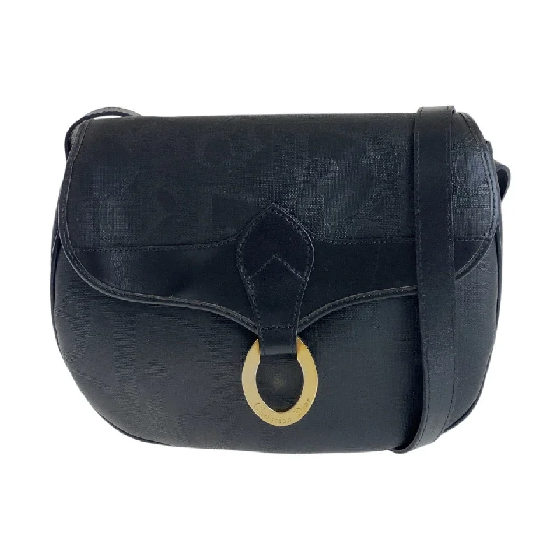 Dior Vintage Trotter Black PVC Leather Shoulder Bag