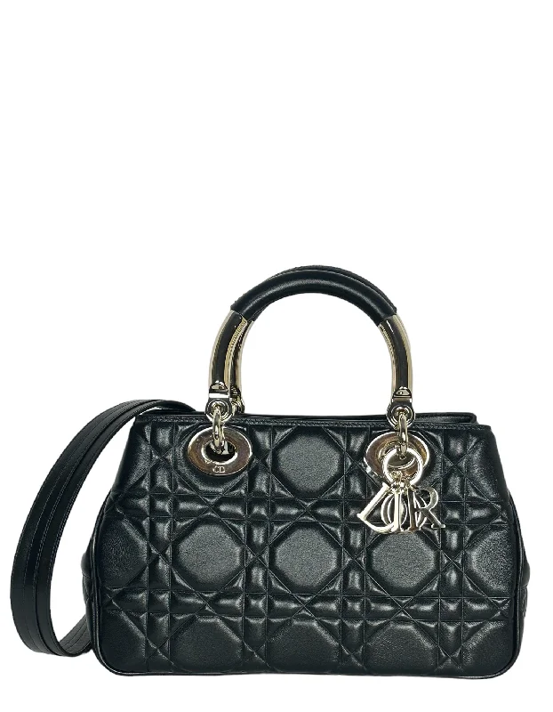 Christian Dior Black Leather Cannage Quilted The Lady 95.22 Bag