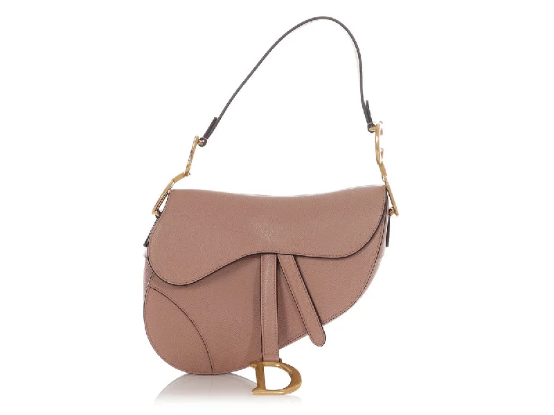 Dior Pink Grained Calfskin Saddle Bag