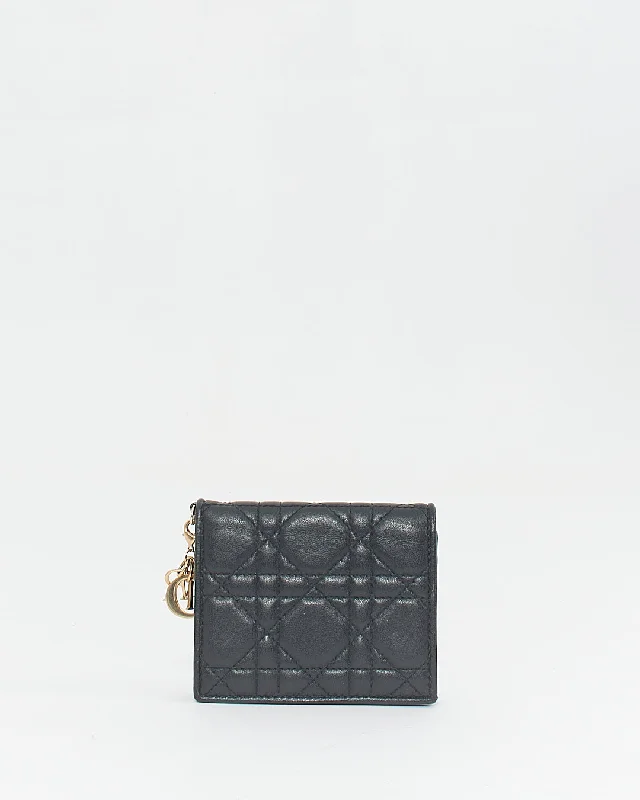 Dior Black Calfskin Cannage Mini Lady Dior Wallet