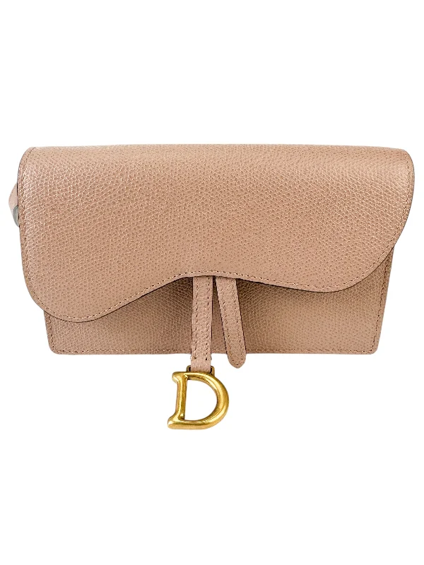 Christian Dior Blush Leather Saddle Belt Bag