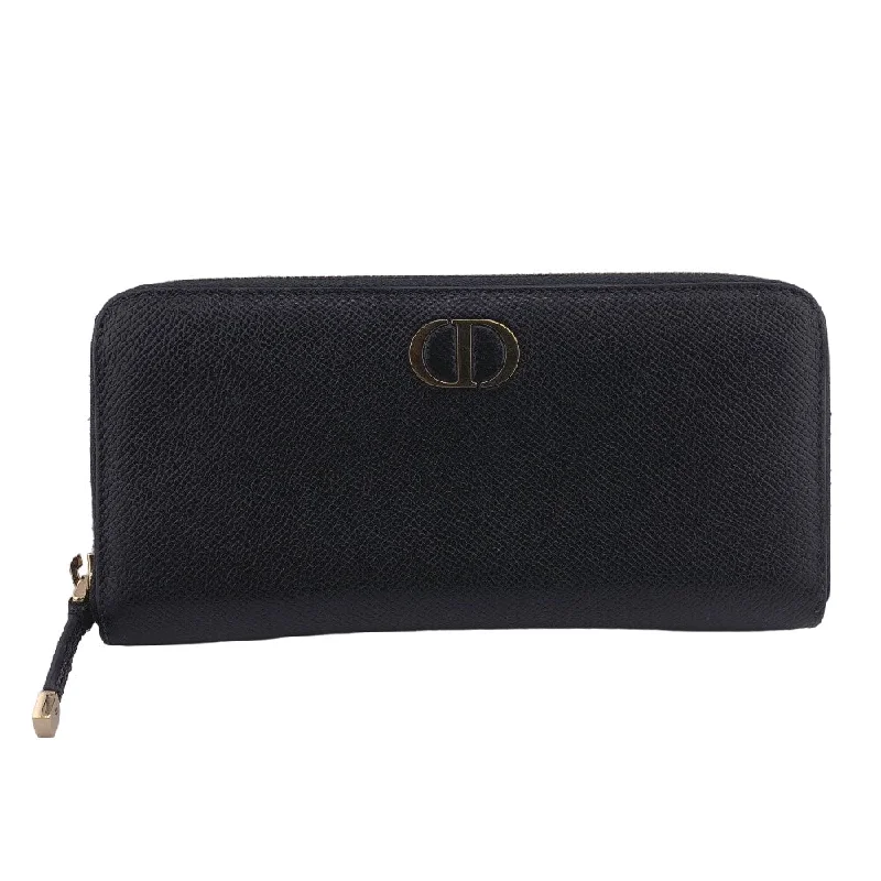 Christian Dior Long Wallet Purse leather black 30 Montaigne