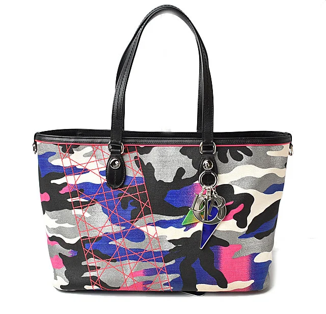 Christian Dior Leather Tote Bag Blue Multi