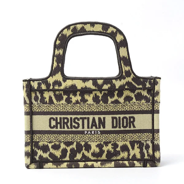 Christian Dior Mini Book Tote Canvas Leopard