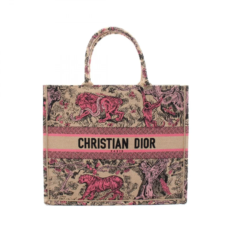 Dior Book Tote Canvas Raffia Bag Large