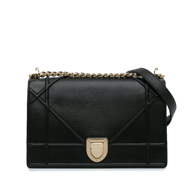 Black Dior Medium Calfskin Diorama Flap Crossbody Bag