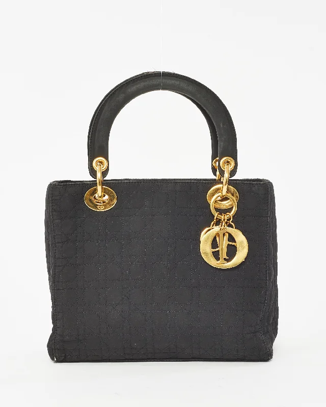 Dior Vintage Black Canvas Medium lady dior Tote