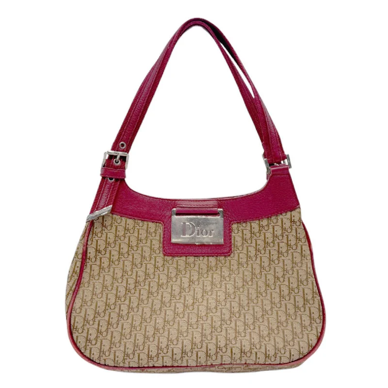 Christian Dior Handbag Canvas Leather Red x Brown Women's z3082