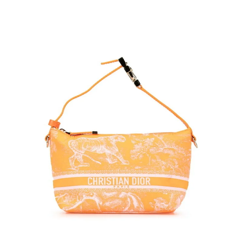 Christian Dior Dior Medium Nomade Pouch Handbag Orange Nylon Leather Women's