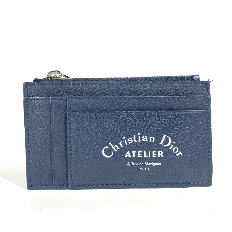 Dior Coin case leather Navy Wallet Coin Pocket Bicolor Atelier logo