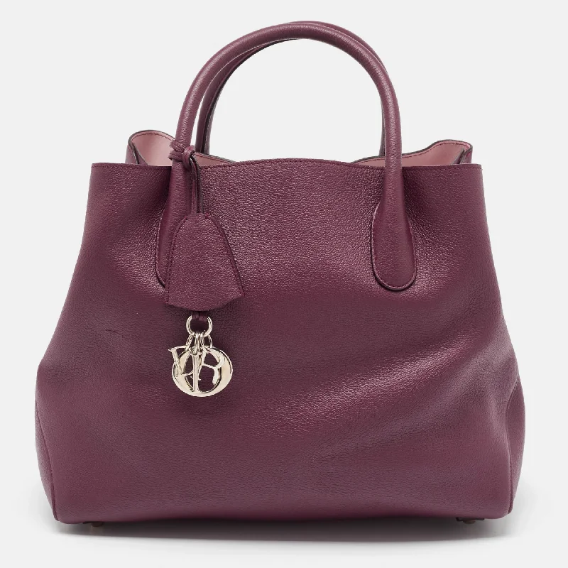 Dior Burgundy Leather Large Open Bar Tote