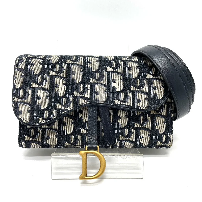 Dior Waist bag S5619CTZQ_M928 Leather / canvas Navy Oblique Trotter Saddle belt pouch