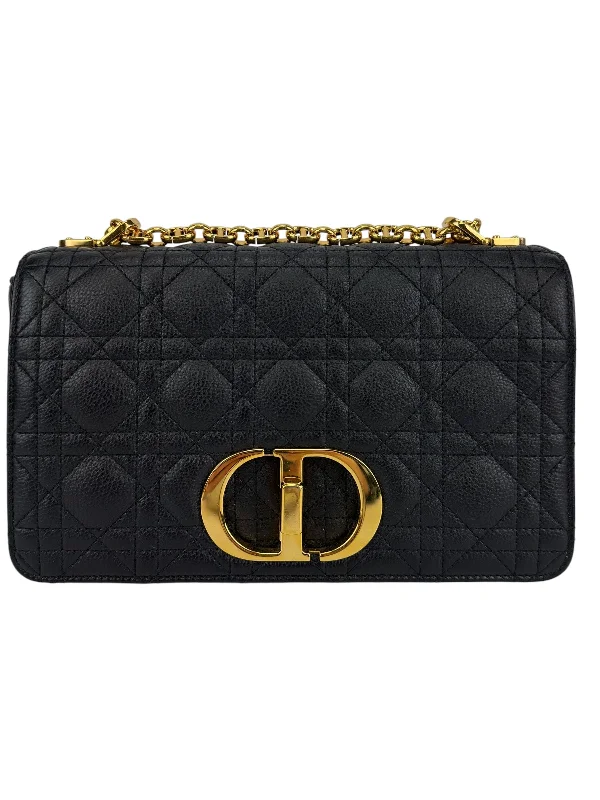 Christian Dior Black Cannage Medium Caro Bag (Full Set)