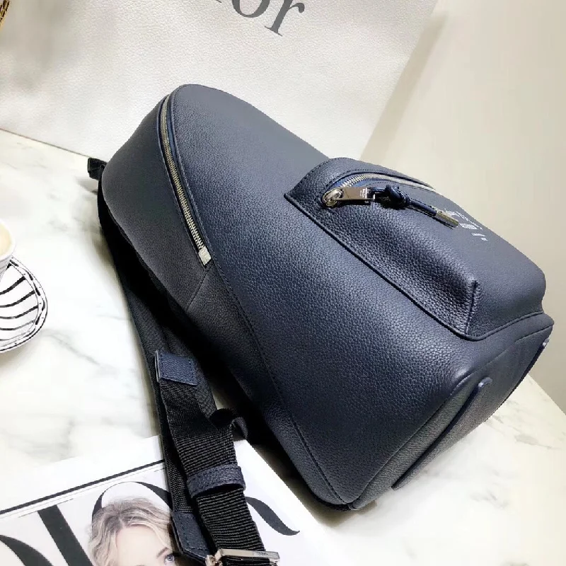 Christian Dior Rider Rucksack Backpack In Navy Blue Calfskin