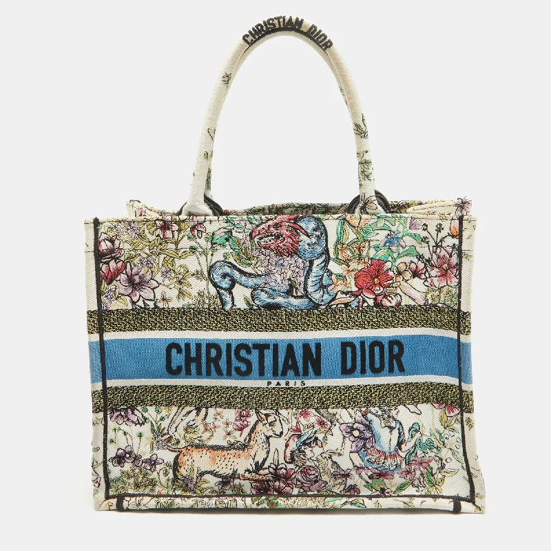 Dior color Embroidered Canvas Medium Book Tote