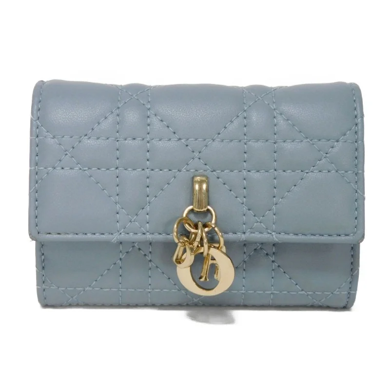 Christian Dior Dior Bi-fold Wallet Glycine Current Charm Coin Case Card Cannage Cloud Blue S0966ONMJ_M81B Women's