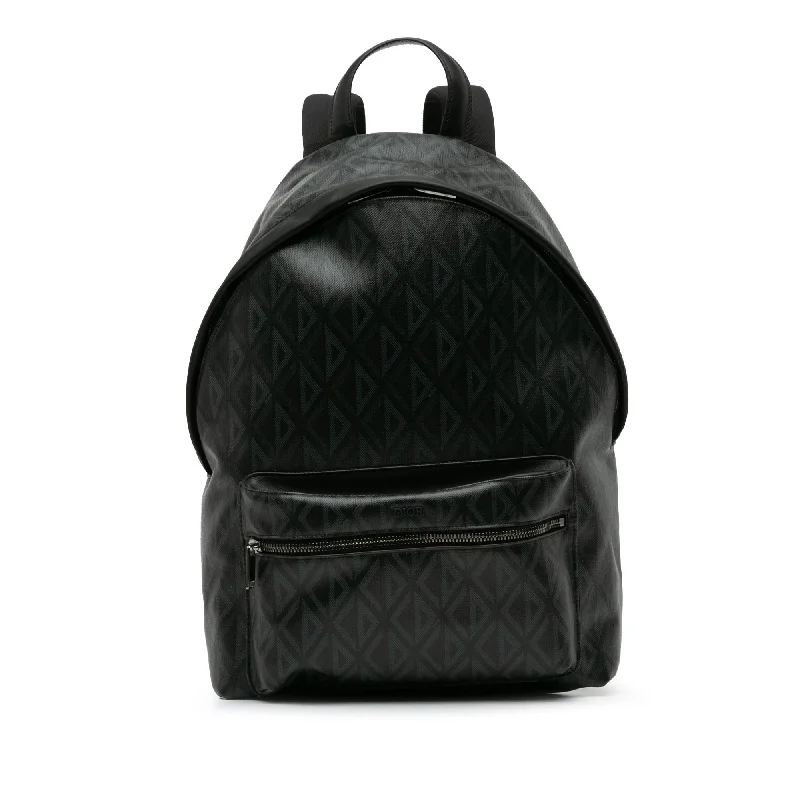 Black Dior CD Diamond Rider Zipped Backpack