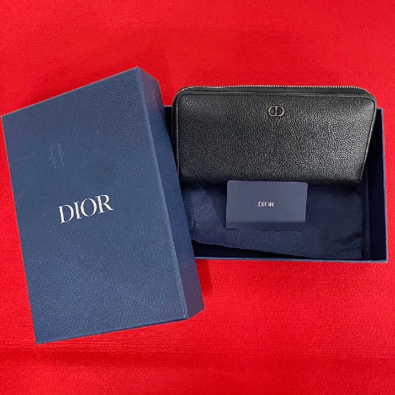 Dior Long Wallet Purse leather black