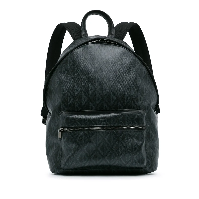 Black Dior CD Diamond Rider Zipped Backpack