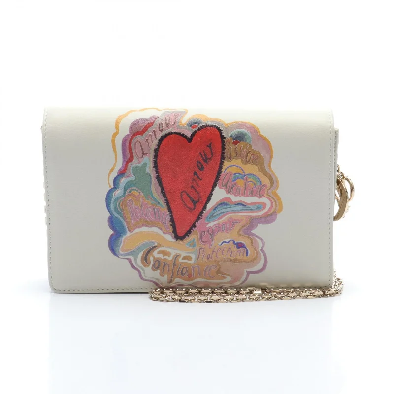 Dior Leather Shoulder Bag White Multicolor