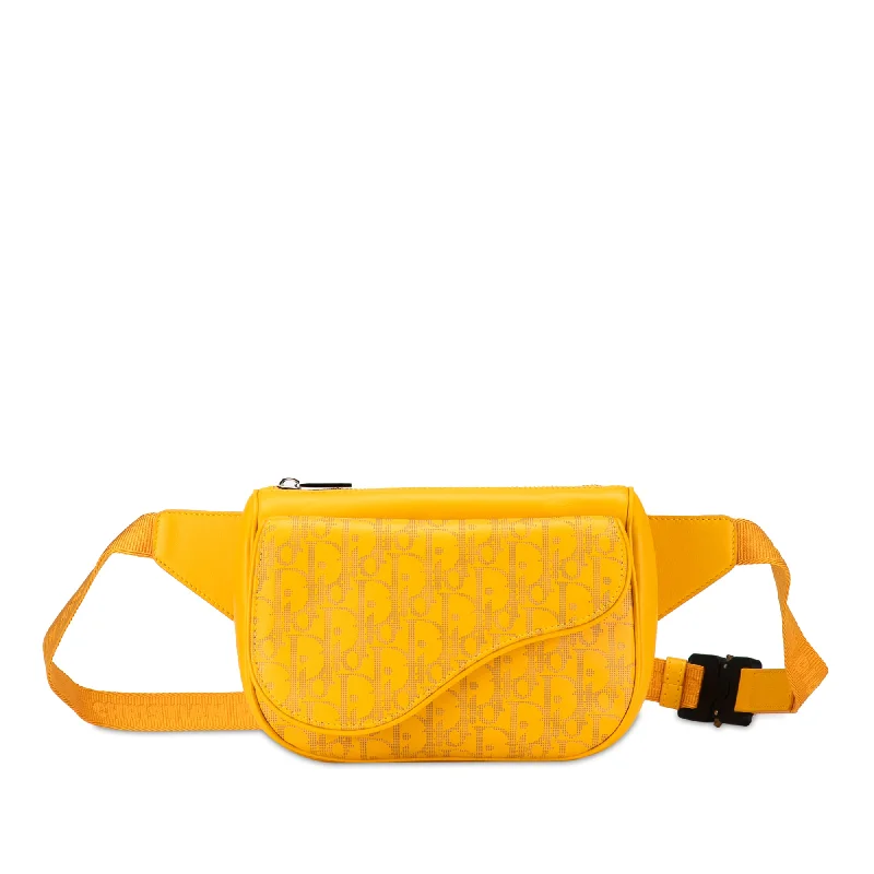 Yellow Dior Oblique Galaxy Leather World Tour Saddle Belt Bag