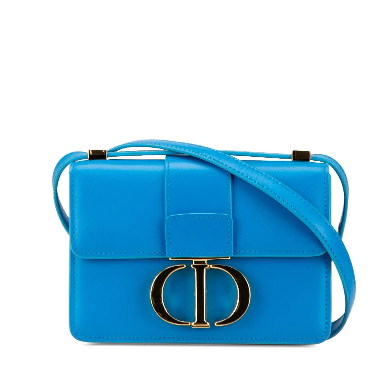 Blue Dior Micro Smooth Calfskin 30 Montaigne Flap Crossbody Bag