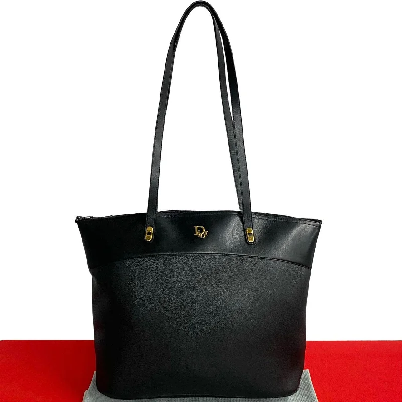 Dior Leather Honeycomb Logo Tote Bag Black