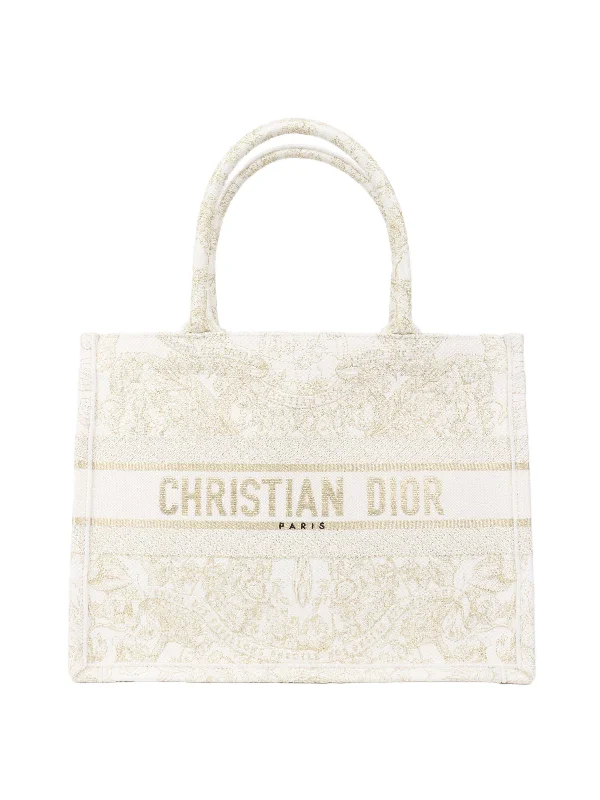 Dior White and Gold Medium Book Tote.