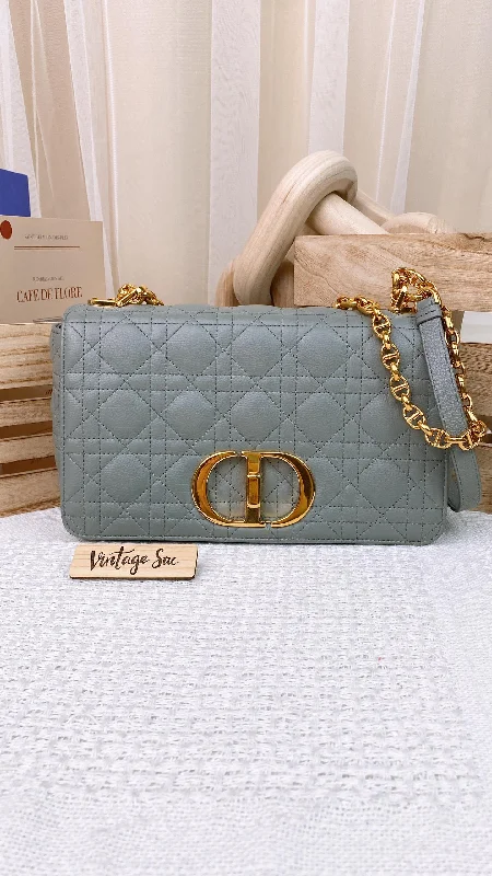 Dior Stone Grey Calfskin Medium Caro Bag GHW