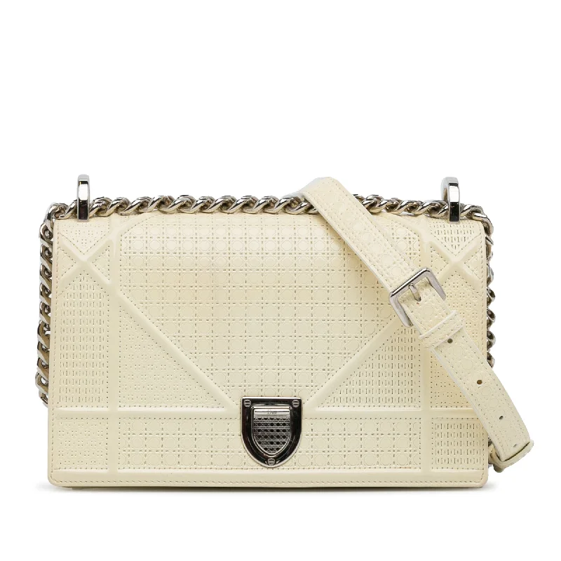 White Dior Medium Patent Diorama Crossbody Bag