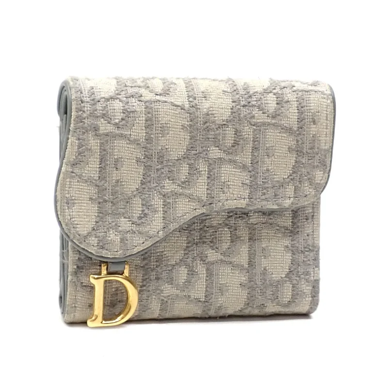 Christian Dior Dior Tri-fold Wallet Saddle Lotus Women's Beige Gray S5652CTZQ M932