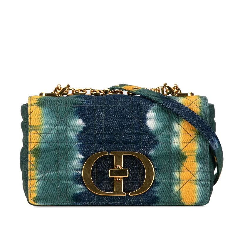 Blue Dior Small Denim Tie-Dye Cannage Caro Bag