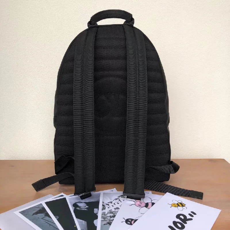 Dior X Kaws Black Nylon Backpack With Pink Dior logo