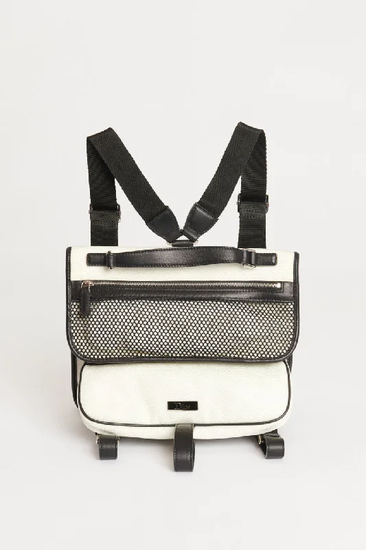 White Canvas Dior Homme Rave Bondage Mesh Preowned Backpack