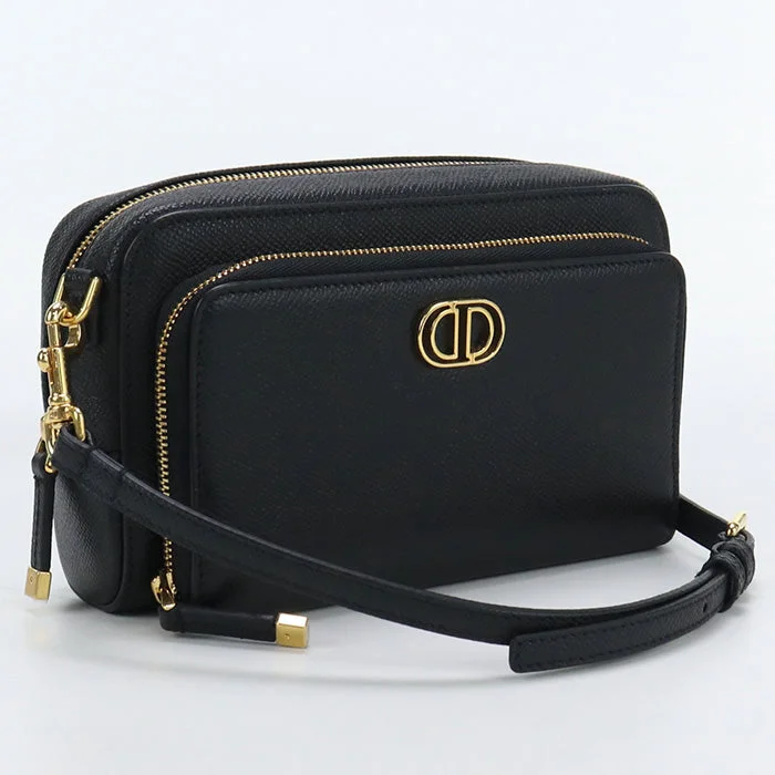 Christian Dior S7431UBAE 900U Shoulder Bag Karo double pouch Calfskin,leather black Women