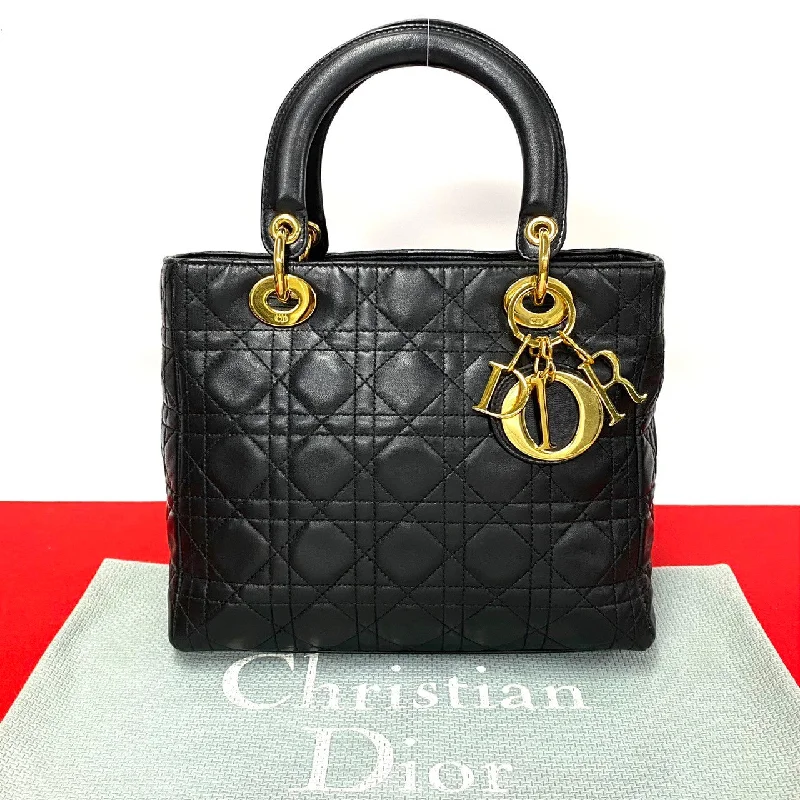 Dior Lady Dior Leather Handbag Black