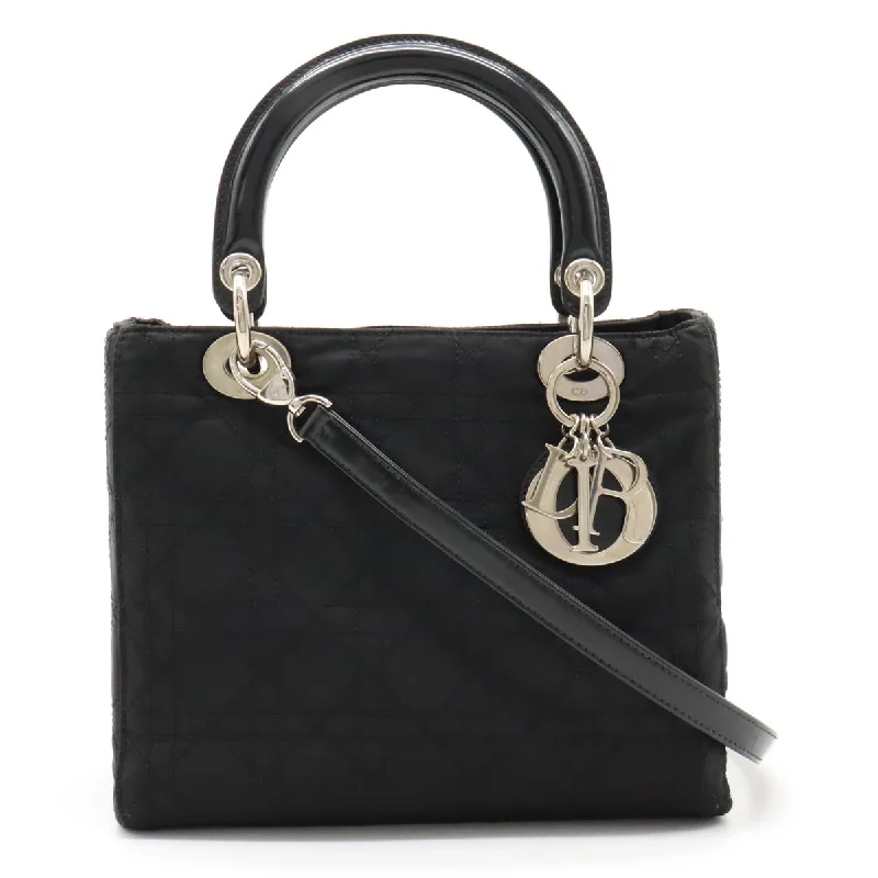 Dior Lady Dior Cannage Nylon Handbag Black