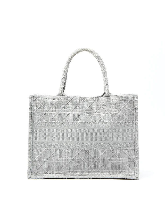 Dior Grey Cannage Fabric Medium Book Tote Bag