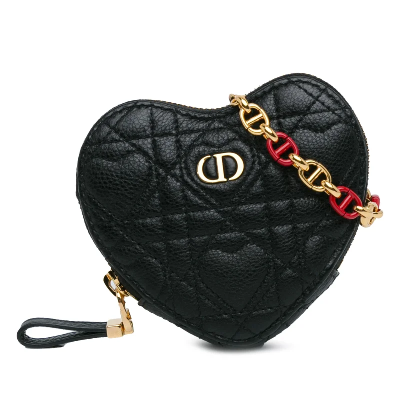 Black Dior DiorAmour Caro Heart Pouch with Chain Crossbody Bag