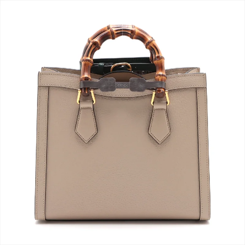 Gucci Bamboo Diana Leather 2WAY Handbag Beige 702721