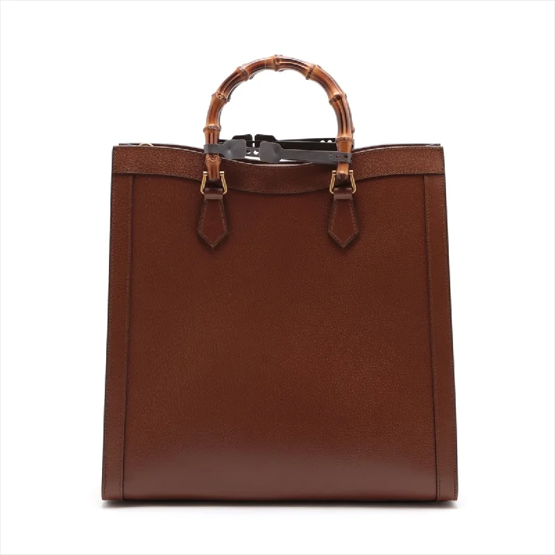 GUCCI Bamboo Diana Handbag in Leather Brown 703218