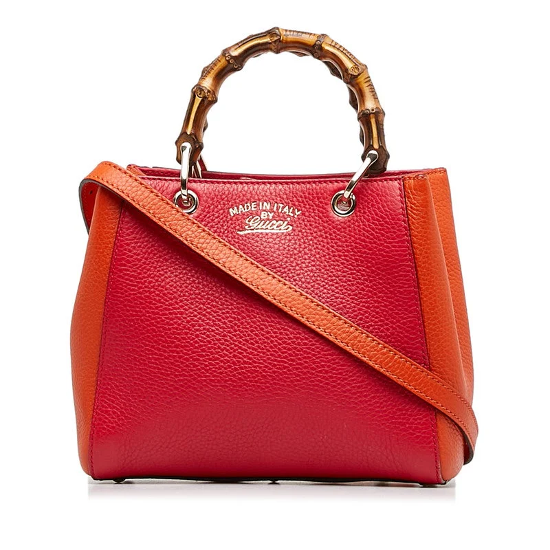 Gucci Bamboo Mini per Handbags 2WAY 368823 Red Leather Ladies Gucci